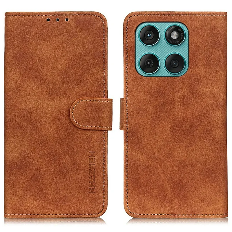 KHAZNEH For Motorola Edge 60 5G / 60 Fusion 5G / 60 Pro 5G Case PU Leather Retro Texture Phone Cover - Brown