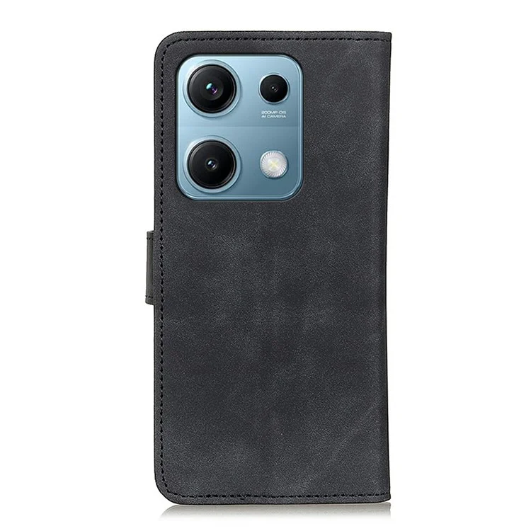 KHAZNEH Für Xiaomi Redmi Note 14S 4G Hülle aus PU-Leder im Retro-Stil - Schwarz