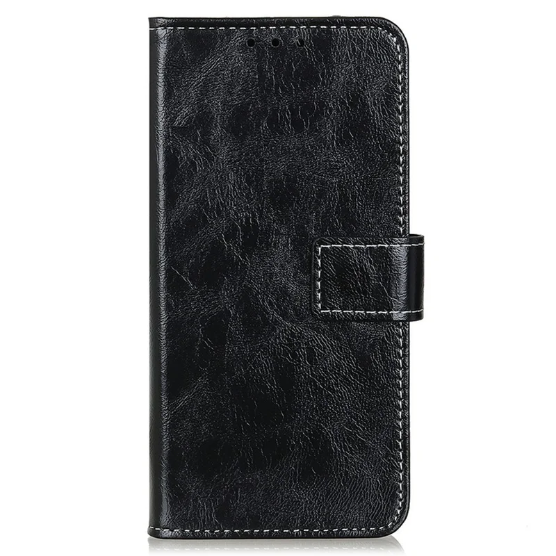 For Xiaomi Redmi Note 14S 4G Case Wallet Leather Phone Cover Crazy Horse Texture - Black
