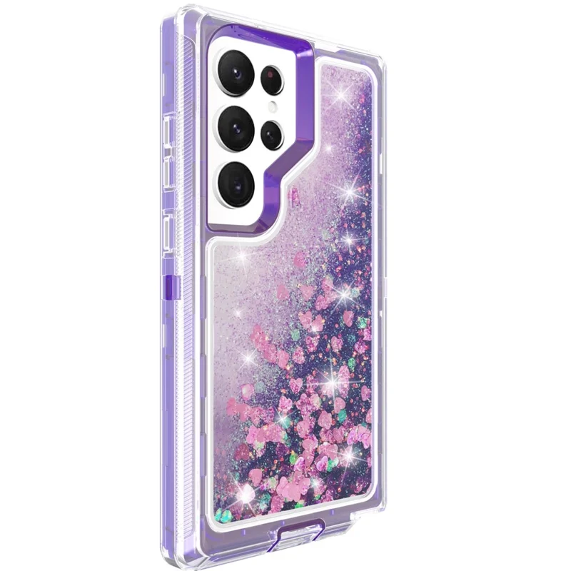 For Samsung Galaxy S23 Ultra Case Shockproof Detachable 2 In 1 TPU + PC Quicksand Phone Cover - Purple