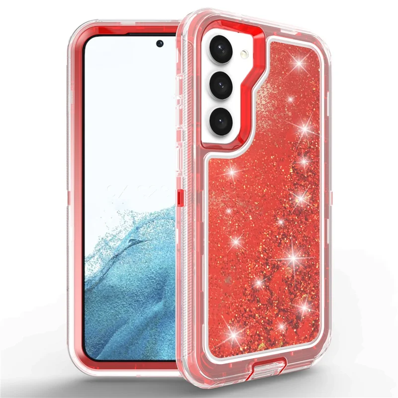 Funda para Samsung Galaxy S23 Antigolpes Desmontable 2 en 1 TPU + PC Carcasa de Móvil con Efecto Arenas Movedizas - Rojo