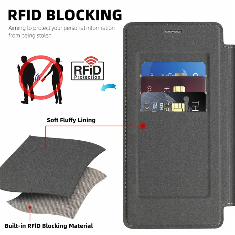 Funda de Cuero para Samsung Galaxy S25 Ultra Compatible con MagSafe, Bloqueo RFID, Portadocumentos - Gris Titanio