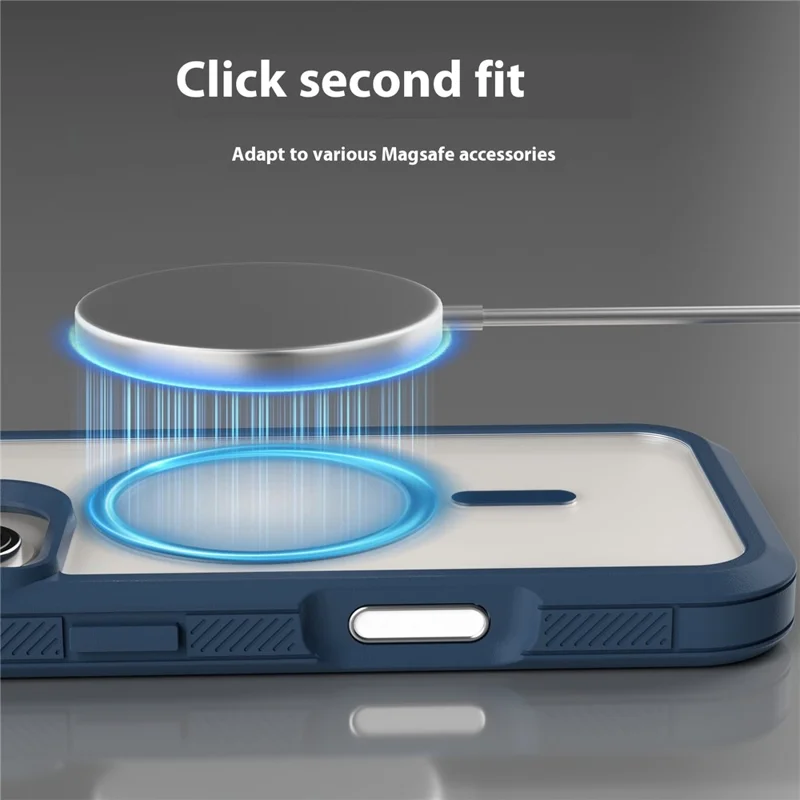 Per iPhone 16 Custodia Magnetica Traslucida Distaccabile 2 in 1 TPU + PC Antiurto - Blu Scuro