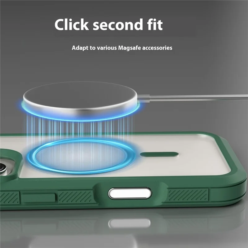 For iPhone 16 Magnetic Case Translucent Detachable 2 in 1 TPU + PC Shockproof Phone Cover - Green