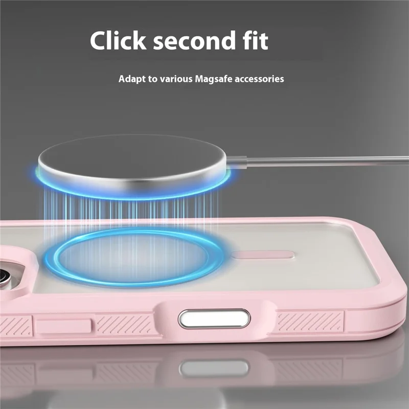 For iPhone 16 Plus Magnetic Case Translucent Detachable 2 in 1 TPU + PC Shockproof Phone Cover - Pink