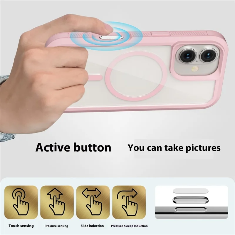 For iPhone 16 Plus Magnetic Case Translucent Detachable 2 in 1 TPU + PC Shockproof Phone Cover - Pink