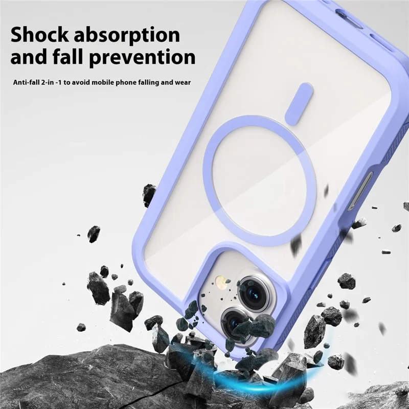For iPhone 16 Plus Magnetic Case Translucent Detachable 2 in 1 TPU + PC Shockproof Phone Cover - Light Purple