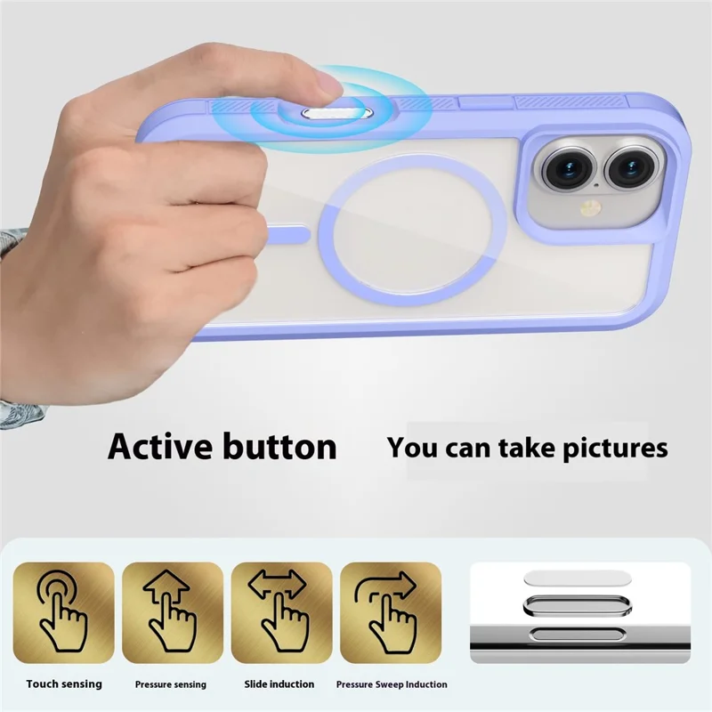 For iPhone 16 Plus Magnetic Case Translucent Detachable 2 in 1 TPU + PC Shockproof Phone Cover - Light Purple