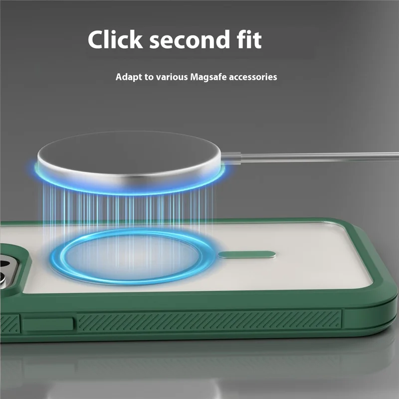 For iPhone 15 Pro Max Magnetic Case Translucent Detachable 2 in 1 TPU + PC Shockproof Phone Cover - Green