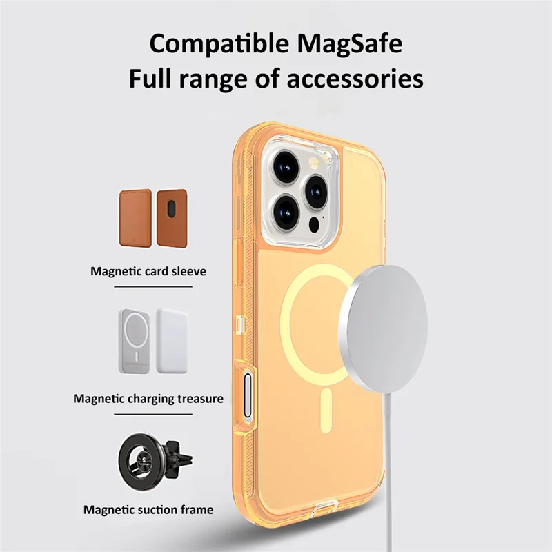 For iPhone 16 Pro Max Case Compatible with MagSafe Shockproof TPU + PC Phone Back Cover - Transparent Gold