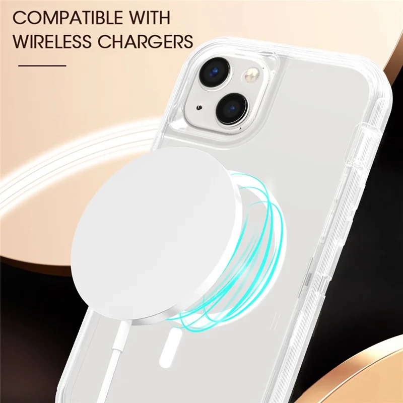 For iPhone 15 Case Compatible with MagSafe Shockproof TPU + PC Phone Back Cover - Transparent