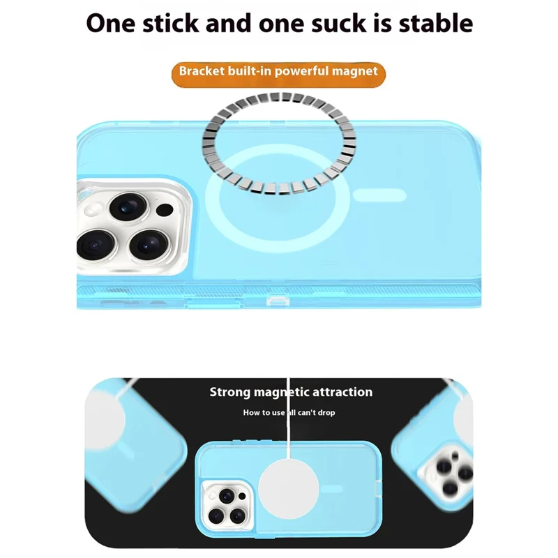 Für iPhone 15 Pro Max Hülle Kompatibel mit MagSafe Stoßfest TPU + PC Handyrückseite - Transparent Blau
