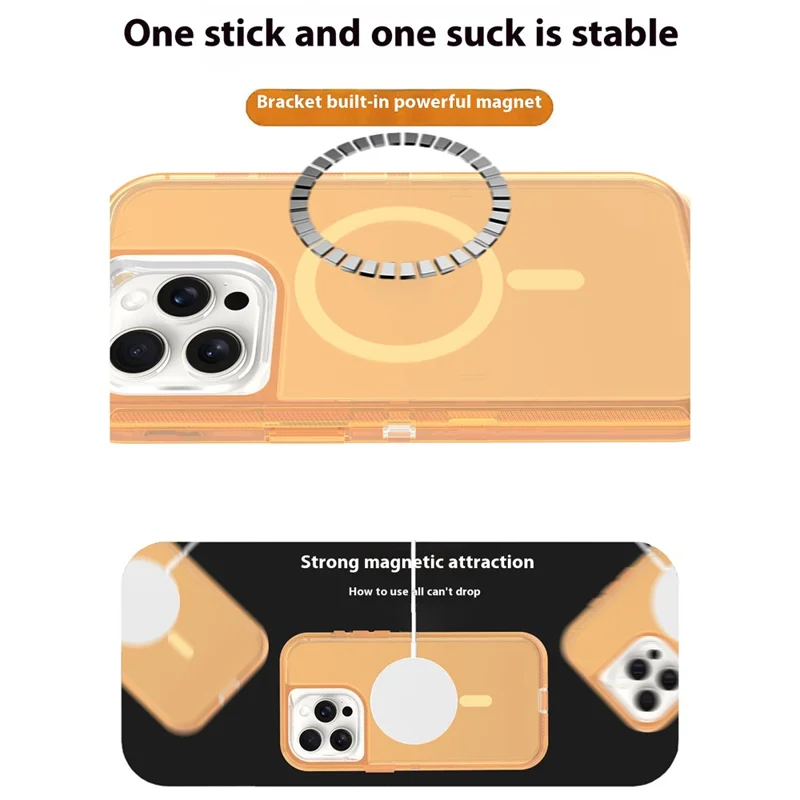 For iPhone 15 Pro Max Case Compatible with MagSafe Shockproof TPU + PC Phone Back Cover - Transparent Gold