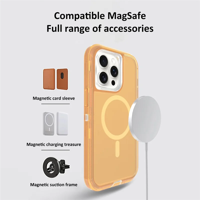 For iPhone 15 Pro Max Case Compatible with MagSafe Shockproof TPU + PC Phone Back Cover - Transparent Gold