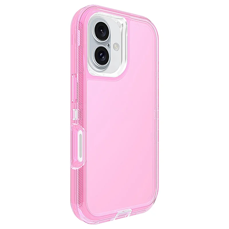 For iPhone 16 Case 3 in 1 Detachable Shockproof TPU + PC Phone Back Cover - Transparent Red