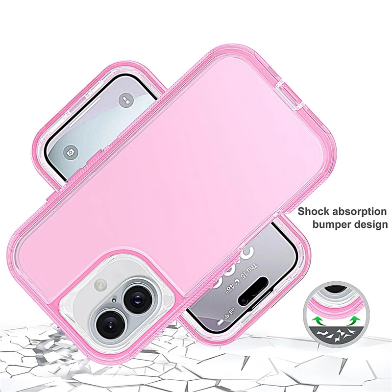 For iPhone 16 Plus Case 3 in 1 Detachable Shockproof TPU + PC Phone Back Cover - Transparent Red