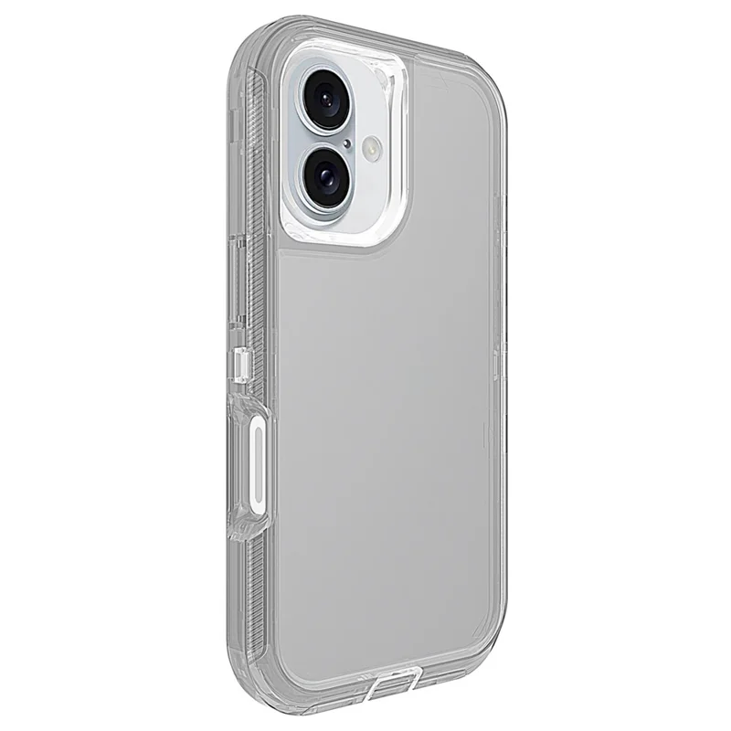 For iPhone 16 Plus Case 3 in 1 Detachable Shockproof TPU + PC Phone Back Cover - Transparent Grey