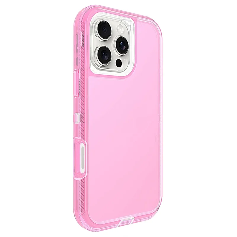For iPhone 16 Pro Case 3 in 1 Detachable Shockproof TPU + PC Phone Back Cover - Transparent Red