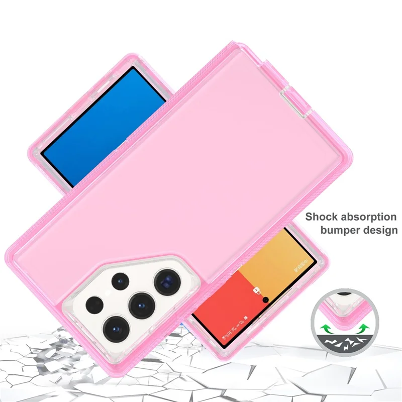 For Samsung Galaxy S24 Ultra Case 3 in 1 Detachable Shockproof TPU + PC Phone Back Cover - Transparent Red