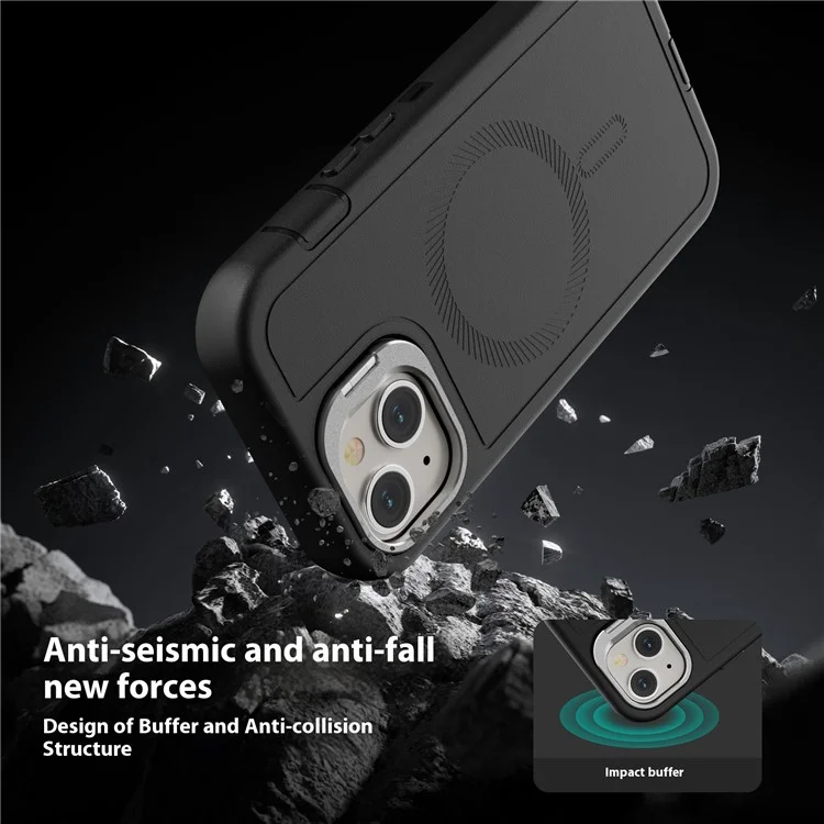 Für iPhone 15 Plus Magnetische Hülle mit Objektivhalterung 3-in-1 Abnehmbares TPU + PC Rückseite Handyhülle mit Lanyard - Schwarz