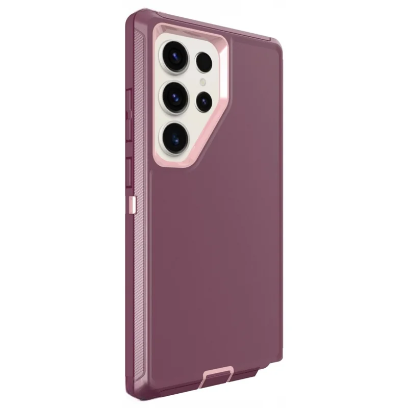 For Samsung Galaxy S25 Ultra Case 3 in 1 Detachable Shockproof Anti Slip TPU + PC Phone Back Cover - Pink  /  Purple Red