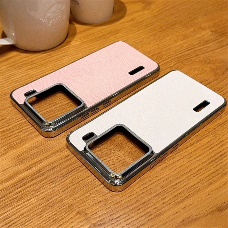 Xiaomi 15 hoesje met textuur van hagedis, PU + PC achterkant met electroplating - Zwart