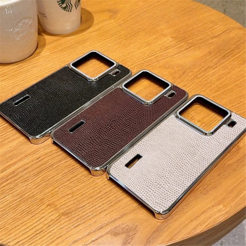 For Xiaomi 15 Pro Case Lizard Textured PU + PC Phone Back Cover Electroplating - White