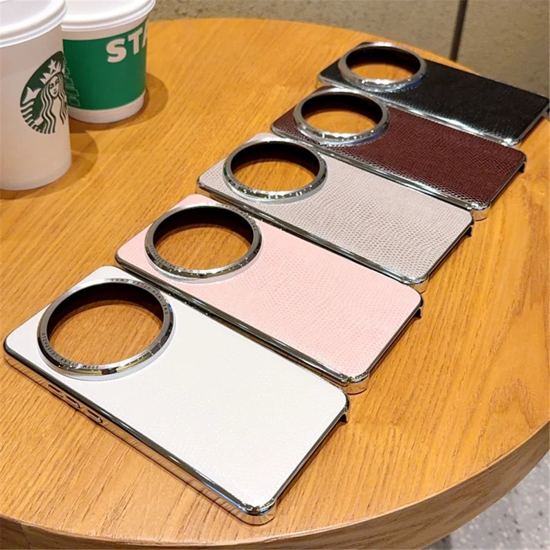 For Xiaomi 15 Ultra Case Lizard Textured PU + PC Phone Back Cover Electroplating - White