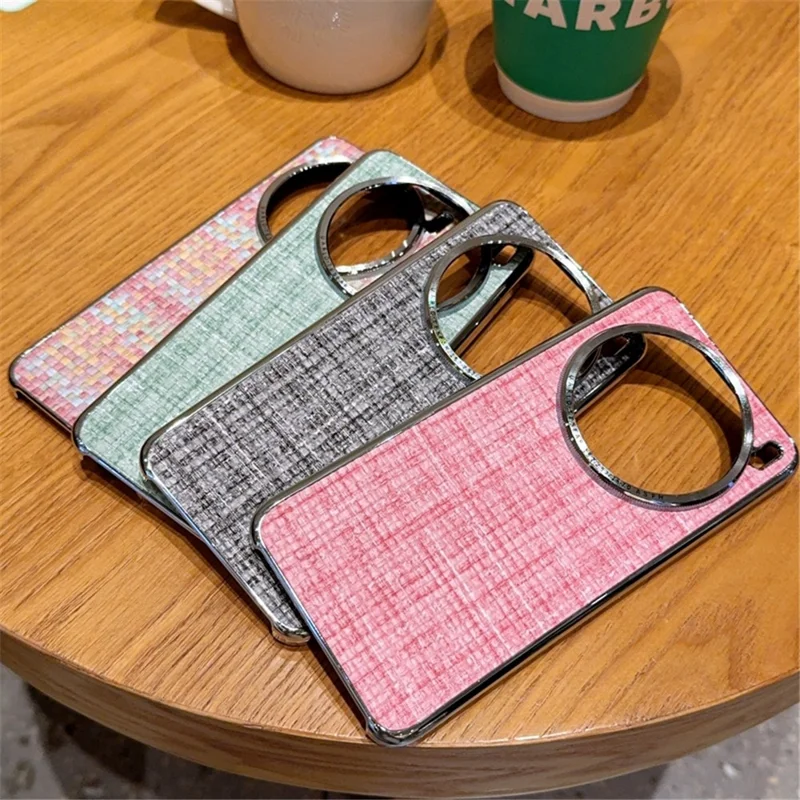 For vivo X200 Pro 5G Case Electroplating Silver Edge Woven Texture PU Leather + PC Phone Cover - Colorful