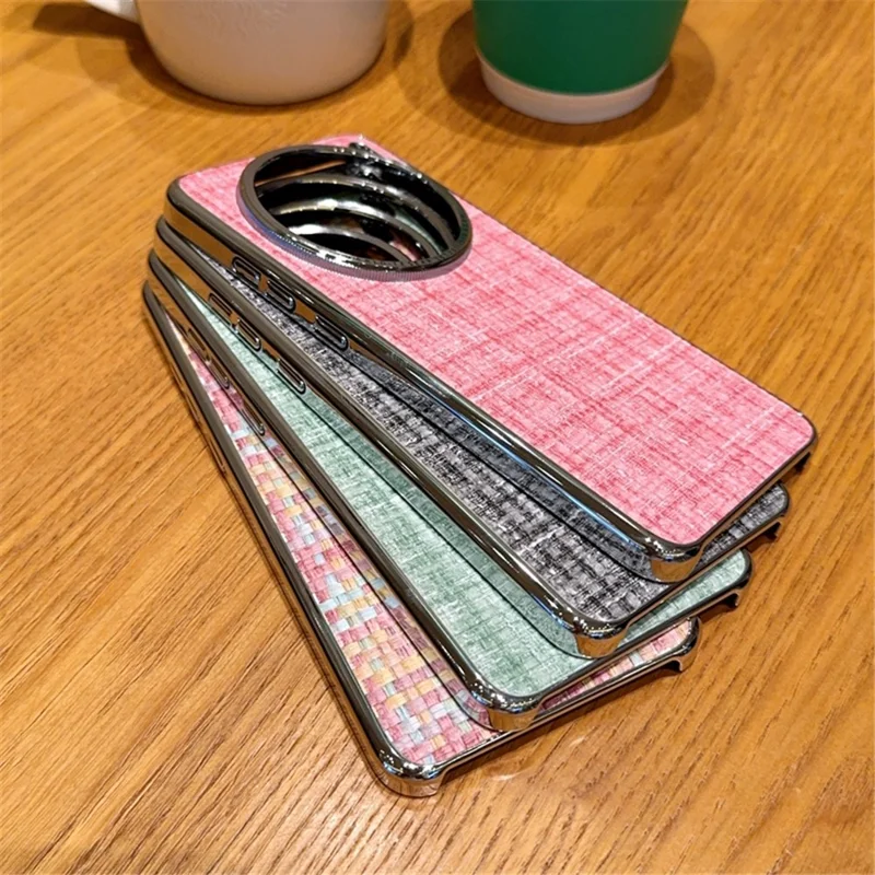 For vivo X200 Pro 5G Case Electroplating Silver Edge Woven Texture PU Leather + PC Phone Cover - Colorful