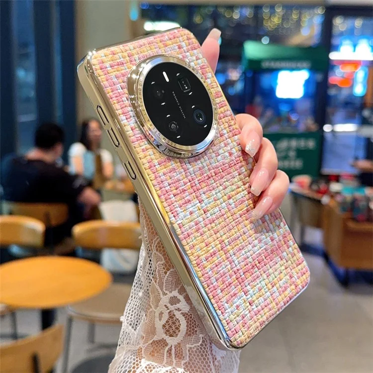Étui For Honor Magic7 Pro 5G Électropoli Bord Argenté Texture Tissée Cuir PU + Coque de Téléphone PC - Coloré
