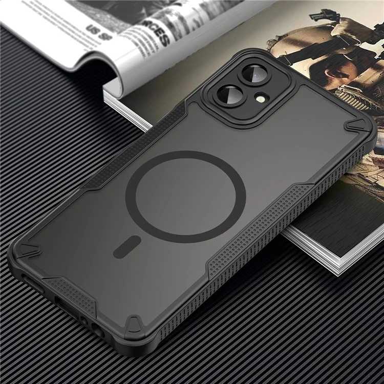 Acquisto all'ingrosso per Samsung Galaxy A06 5G Cover Magnetica Compatibile con MagSafe TPU + PC Posteriore Telefono - Nero