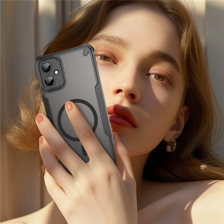 Acquisto all'ingrosso per Samsung Galaxy A06 5G Cover Magnetica Compatibile con MagSafe TPU + PC Posteriore Telefono - Nero