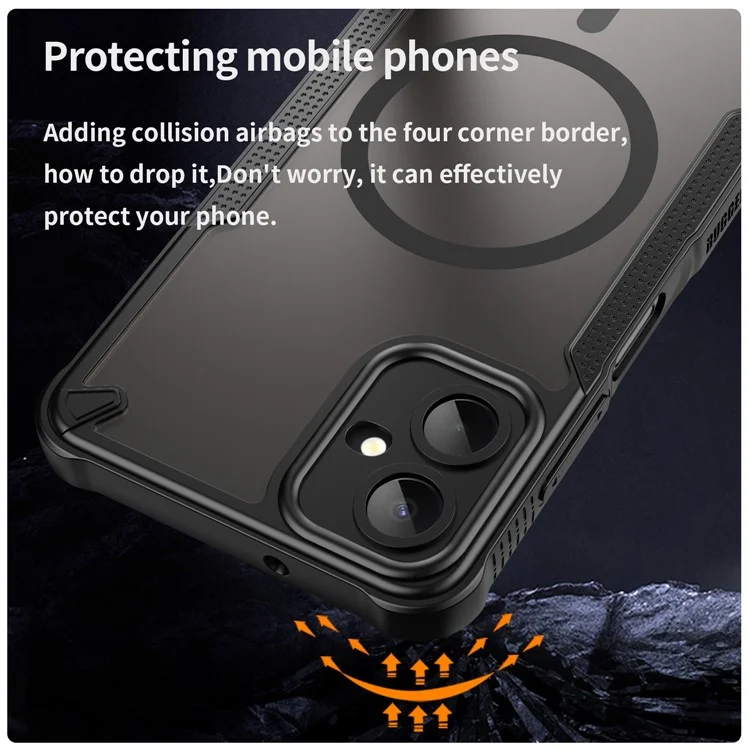 Acquisto all'ingrosso per Samsung Galaxy A06 5G Cover Magnetica Compatibile con MagSafe TPU + PC Posteriore Telefono - Nero
