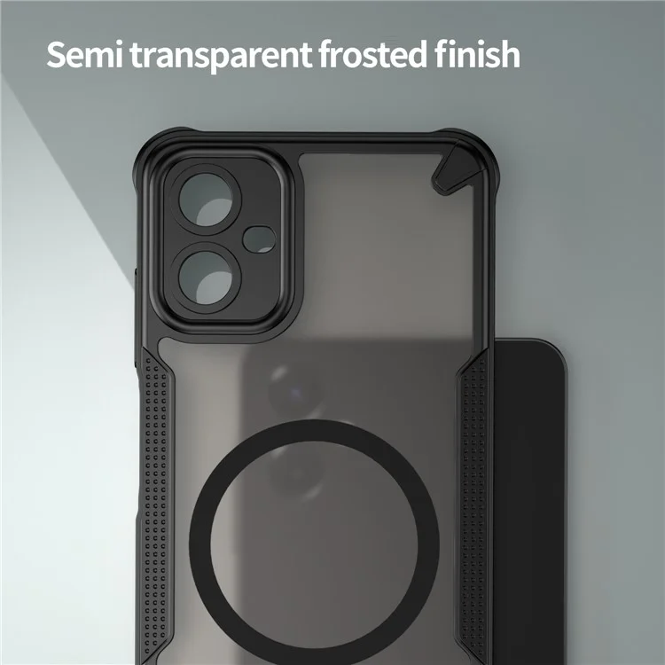 Acquisto all'ingrosso per Samsung Galaxy A06 5G Cover Magnetica Compatibile con MagSafe TPU + PC Posteriore Telefono - Nero