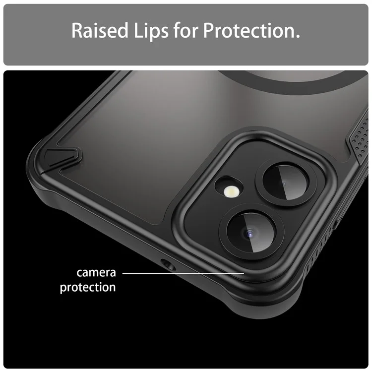 Acquisto all'ingrosso per Samsung Galaxy A06 5G Cover Magnetica Compatibile con MagSafe TPU + PC Posteriore Telefono - Nero