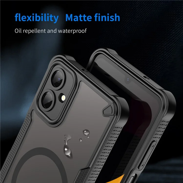 Acquisto all'ingrosso per Samsung Galaxy A06 5G Cover Magnetica Compatibile con MagSafe TPU + PC Posteriore Telefono - Nero