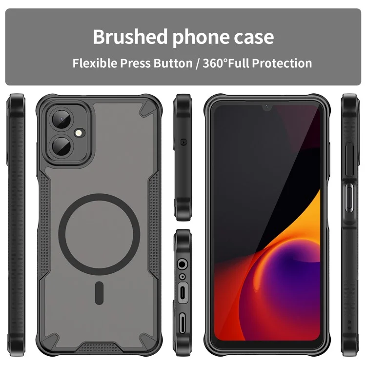 Acquisto all'ingrosso per Samsung Galaxy A06 5G Cover Magnetica Compatibile con MagSafe TPU + PC Posteriore Telefono - Nero
