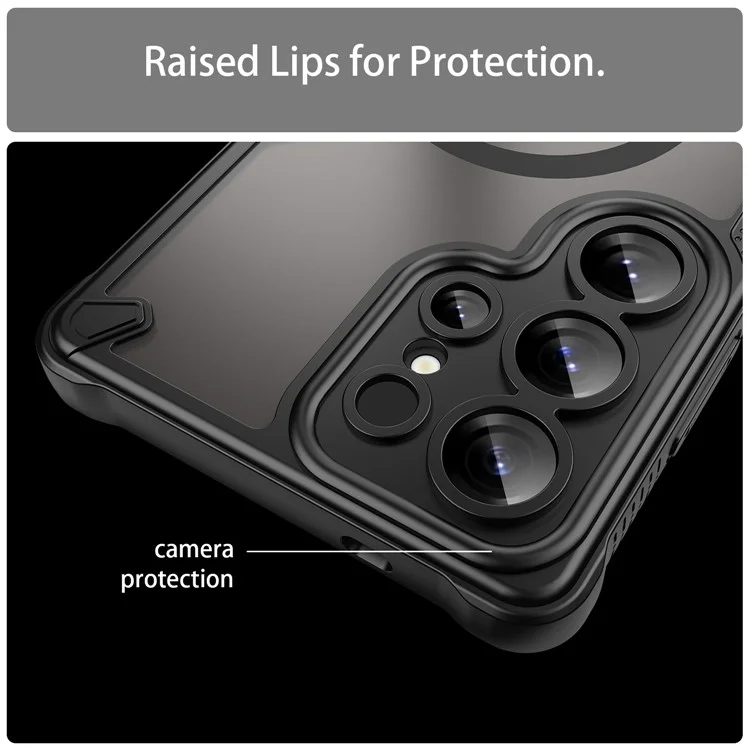 Bulk Purchasing For Samsung Galaxy S25 Ultra Magnetic Case Compatible with MagSafe TPU + PC Phone Back Cover - Black