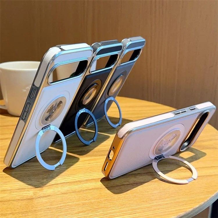 Funda Magnética con Soporte Giratorio para Google Pixel 9 Pro XL - Alivio de Estrés, Cuero, Trasera de Teléfono - Rosa