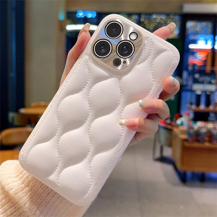 For iPhone 14 Pro Case Creative Chic Gourd Texture Leather + TPU Phone Cover - White