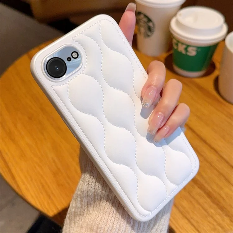 For iPhone 16e Case Creative Chic Gourd Texture Leather + TPU Phone Cover - White