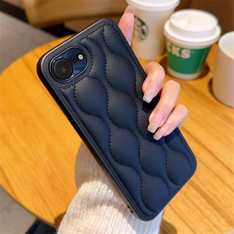 For iPhone 17e / 16e Case Creative Chic Gourd Texture Leather + TPU Phone Cover - Black