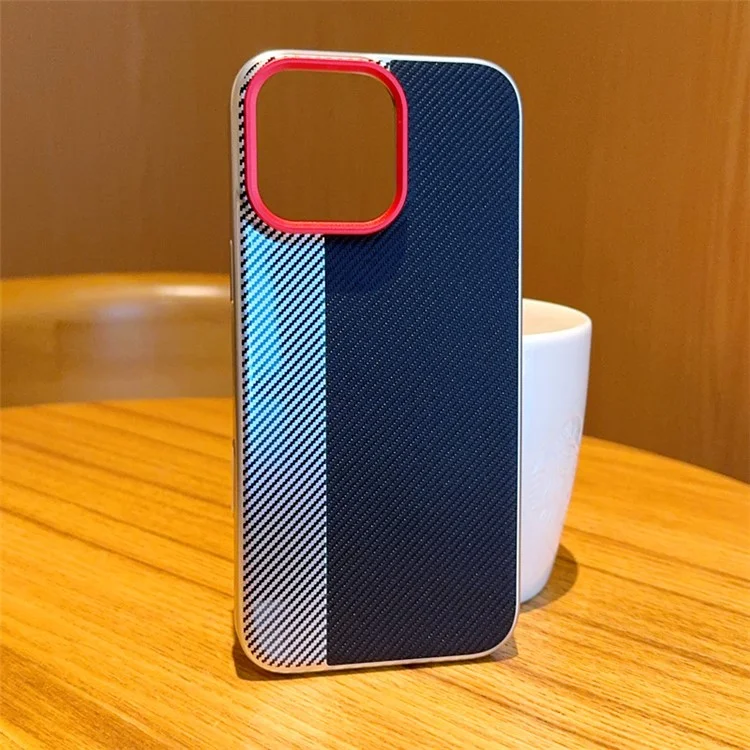 For iPhone 14 Pro Max Case Camera-Style Carbon Fiber Texture Leather + PC Phone Cover