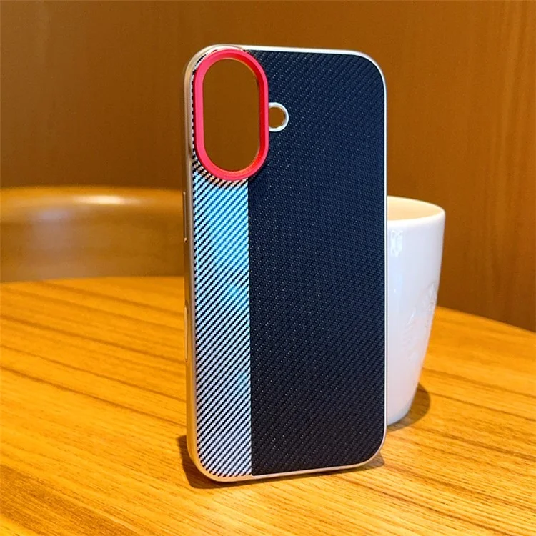Für iPhone 16 Hülle Kamera-Stil Karbonfaser Textur Leder + PC Handyhülle