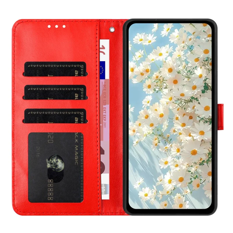For Samsung Galaxy A35 5G Leather Case Daisy Imprint Wallet Stand Phone Protective Cover - Red