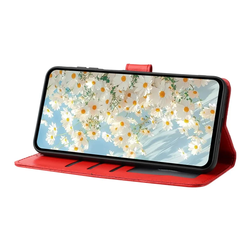 For Samsung Galaxy A35 5G Leather Case Daisy Imprint Wallet Stand Phone Protective Cover - Red