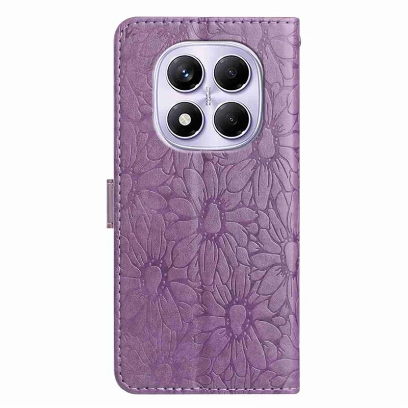 For Xiaomi Redmi Note 14 Pro 5G Leather Case Daisy Imprint Wallet Stand Phone Protective Cover - Light Purple
