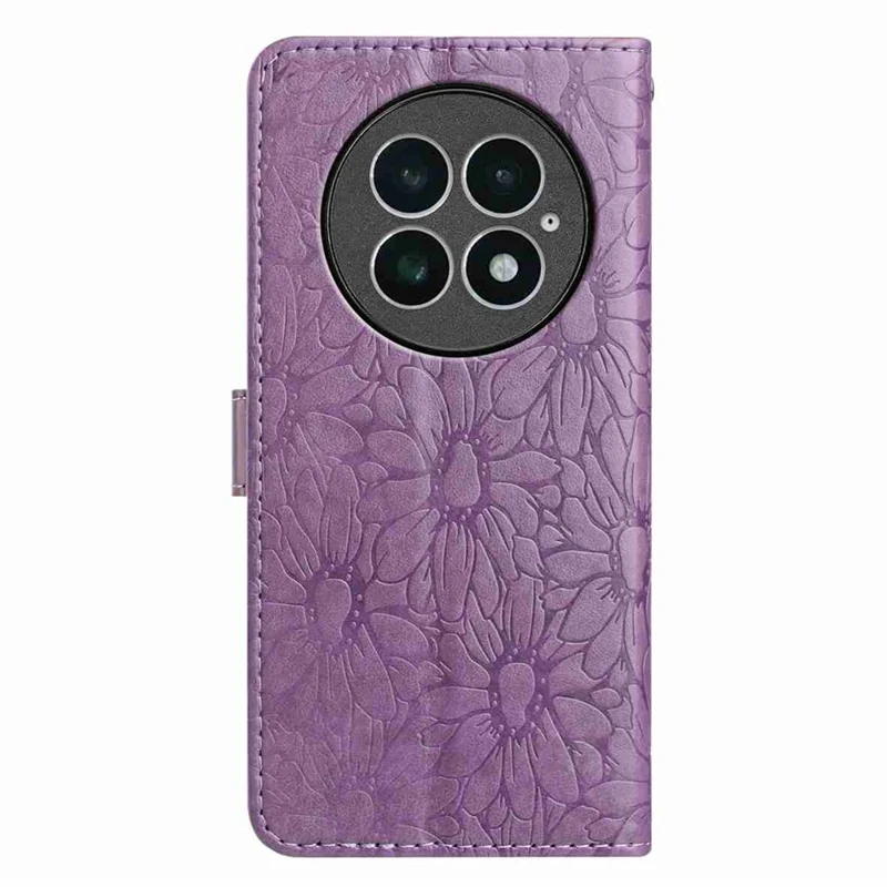 For OnePlus 13 Leather Case Daisy Imprint Wallet Stand Phone Protective Cover - Light Purple
