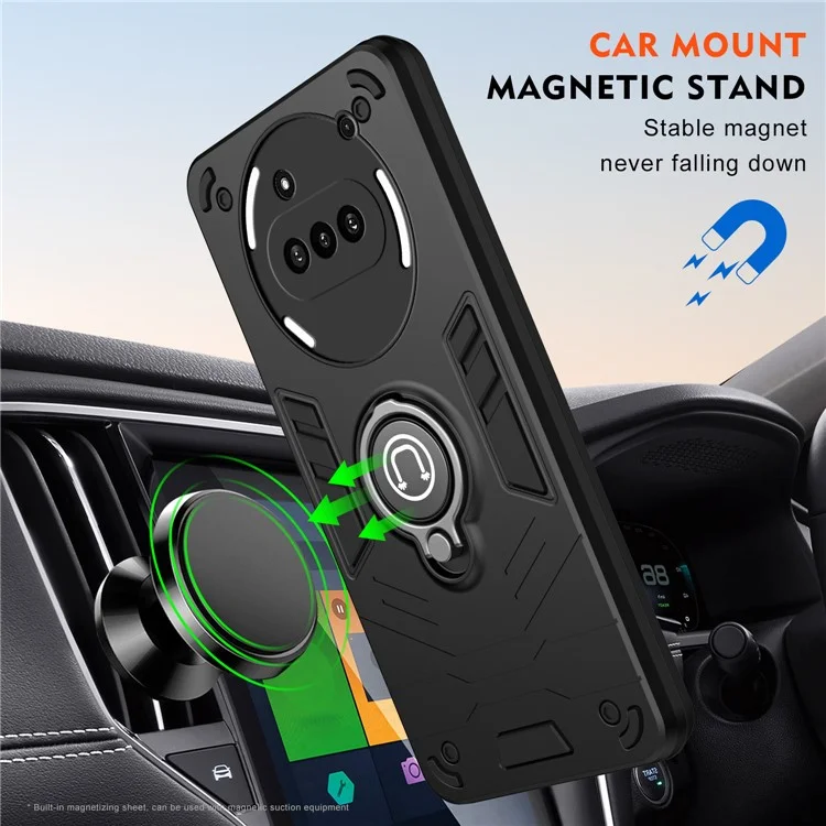 For Nothing Phone (3a) Case Slide Camshield Kickstand PC + TPU Phone Cover - Black